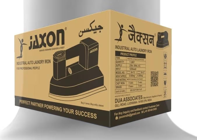 JAXON Industrial Auto Laundry Iron with Cast Iron Base Plate in 1250 watts with approx weight of 6kgs +_10% for commercial uses