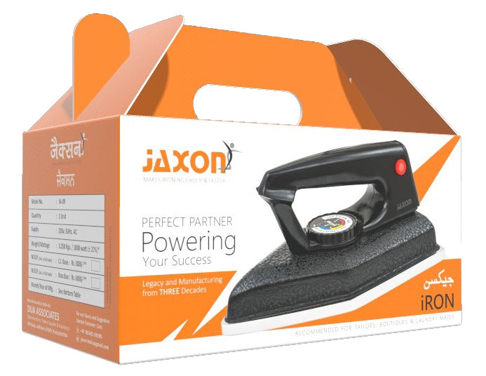 JAXON Industrial Auto Laundry Iron with Cast Iron Base Plate in 1000 watts with approx weight of 3.2kgs +_10% for commercial & domestic uses